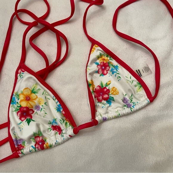 New! Frankie's Bikinis Nick Triangle Bikini Top tropical floral 1021 - Picture 3 of 8